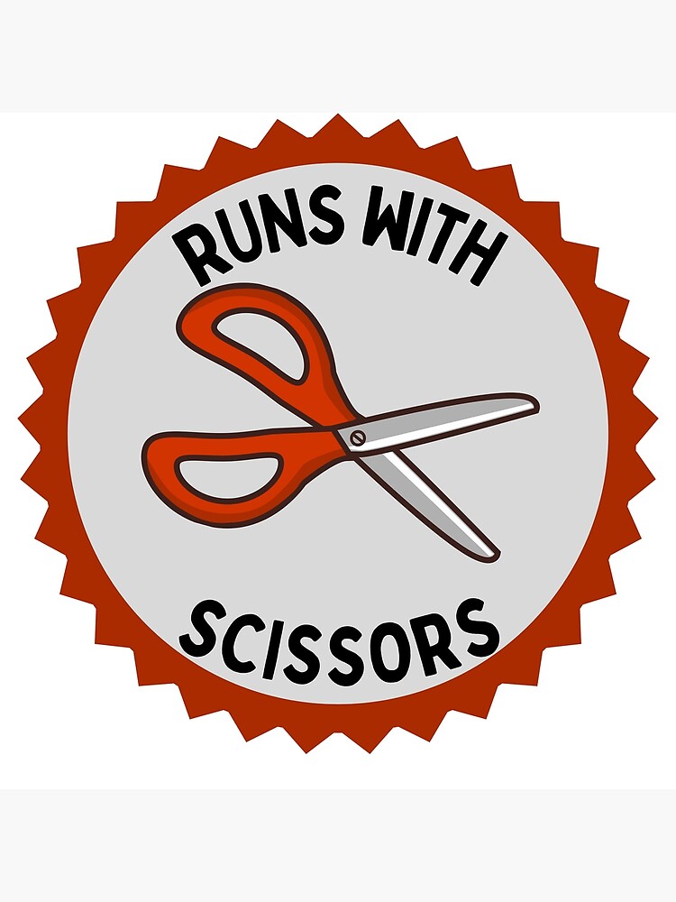 Runs With Scissors Demerit Badge Poster for Sale by litwordsinc