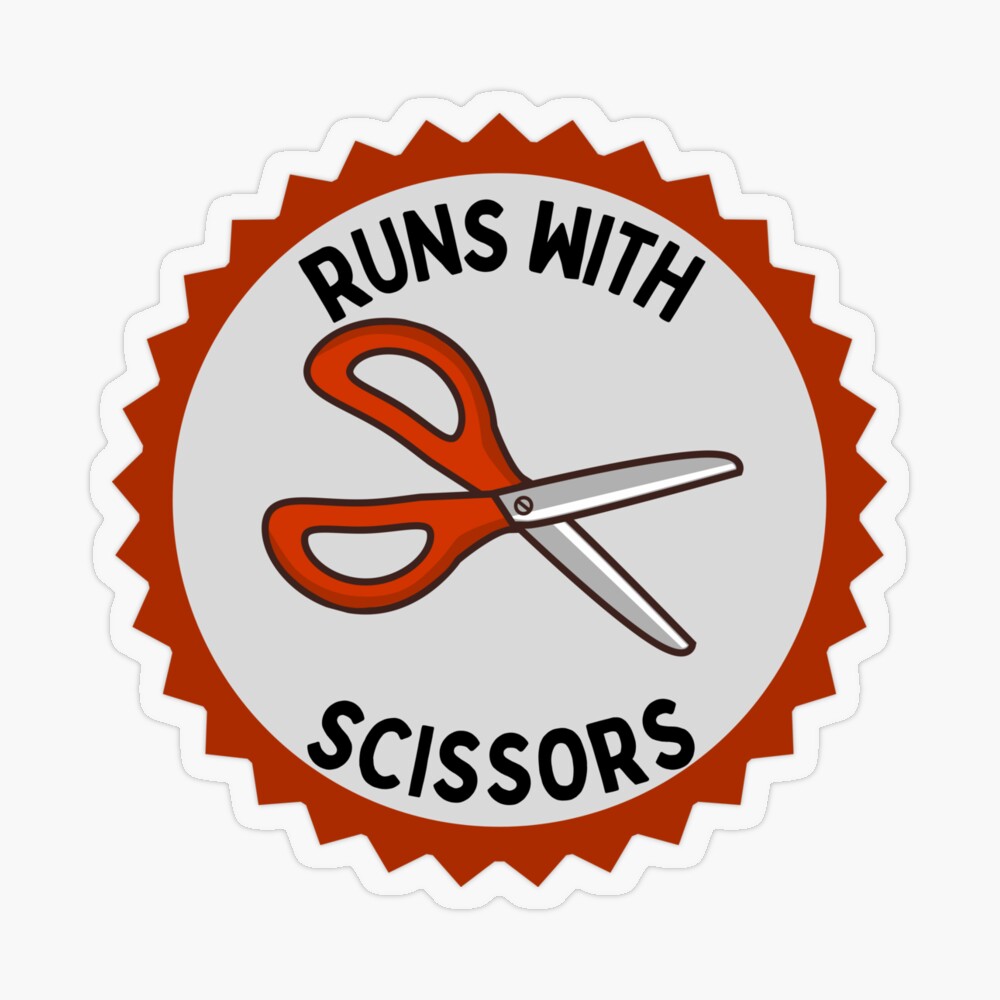 Runs With Scissors Demerit Badge | Greeting Card