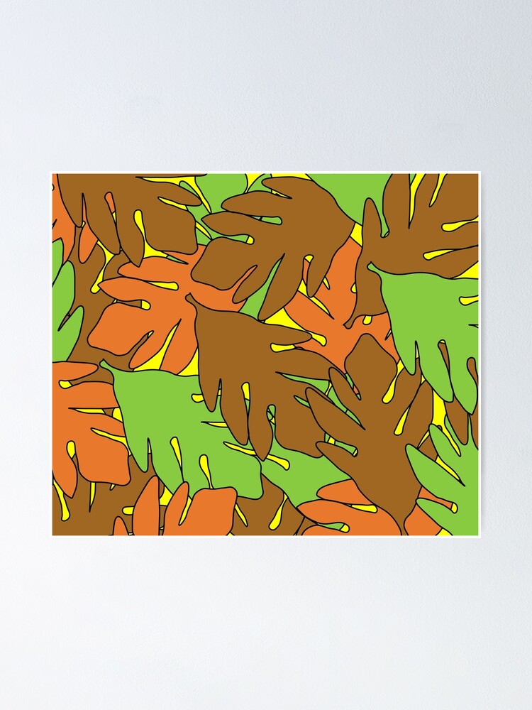 &ldquo;Ulu Leaf Pattern with Yellow Background&rdquo; Poster for Sale by