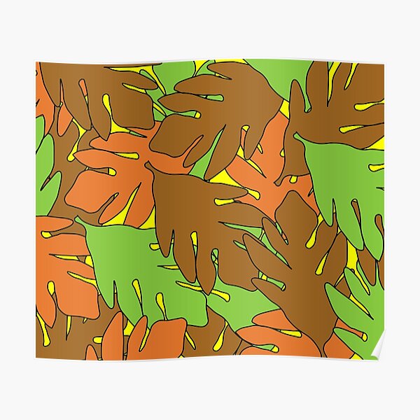 "Ulu Leaf Pattern with Yellow Background" Poster for Sale by
