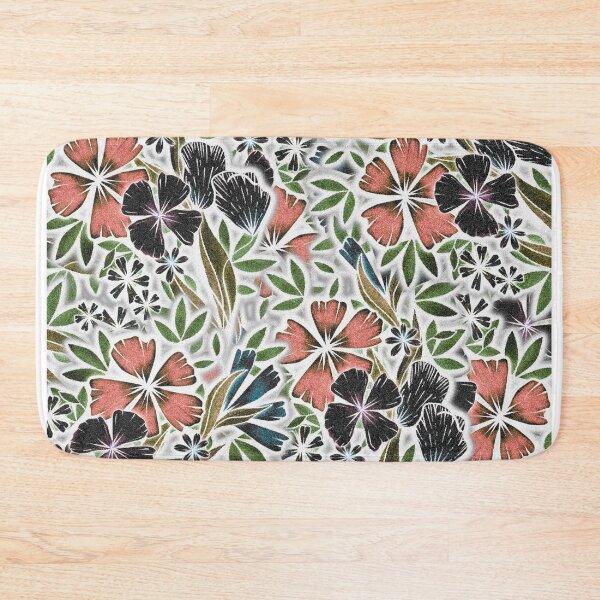 Item preview, Flower Flurry - Salmon, Green, Black and Turquoise - Digitally Illustrated Flower Pattern for Home Decor, Clothing Fabric, Curtains, Bedding, Pillows, Upholstery, Phone Cases and Stationary designed and sold by cherdoodles.