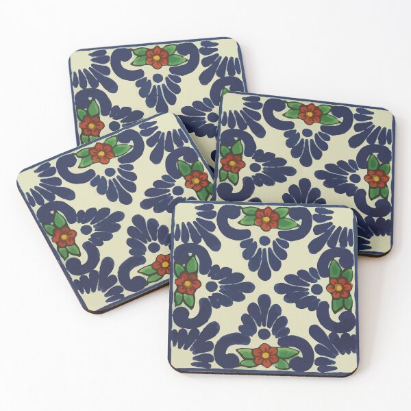 Item preview, Dainty red flowers rustic hand painted mexican decoraion talavera tile  designed and sold by T-Mex.