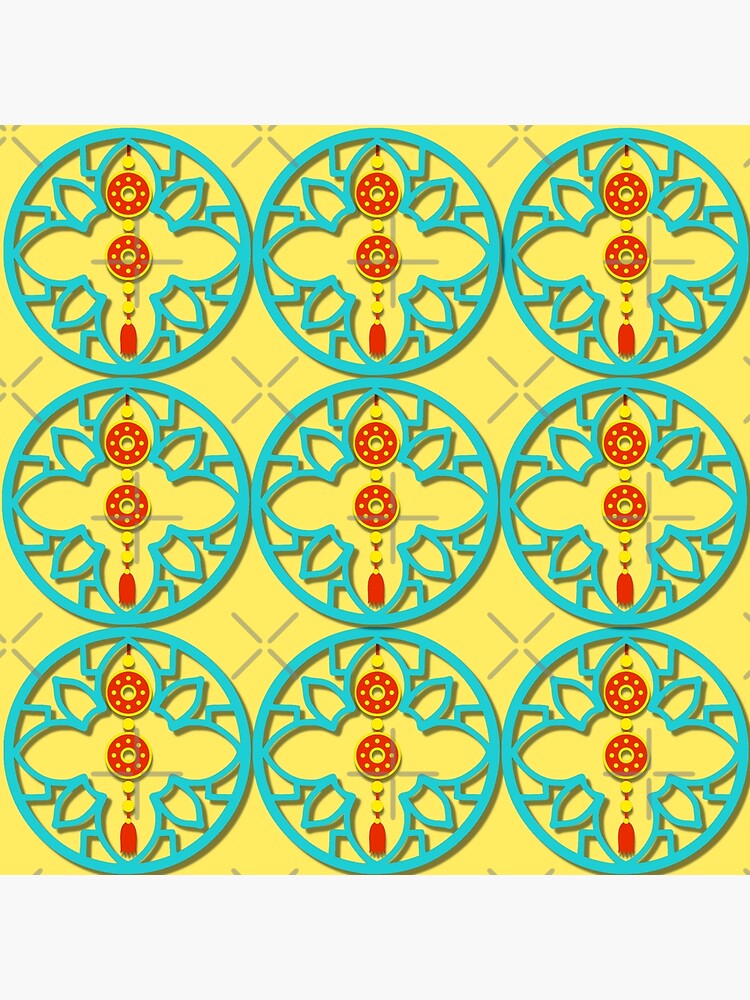 "Chinese Inspired... repeating circular tile design with accents of ...