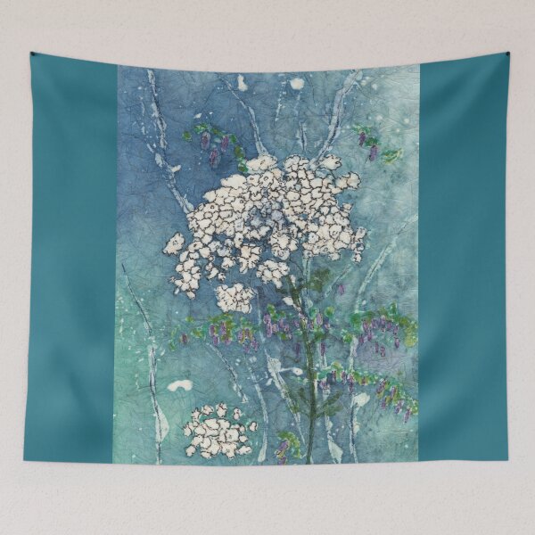 Item preview, Queen Anne's Lace and Wild Cowpeas Watercolor Batik designed and sold by The Elderberry Blossom.