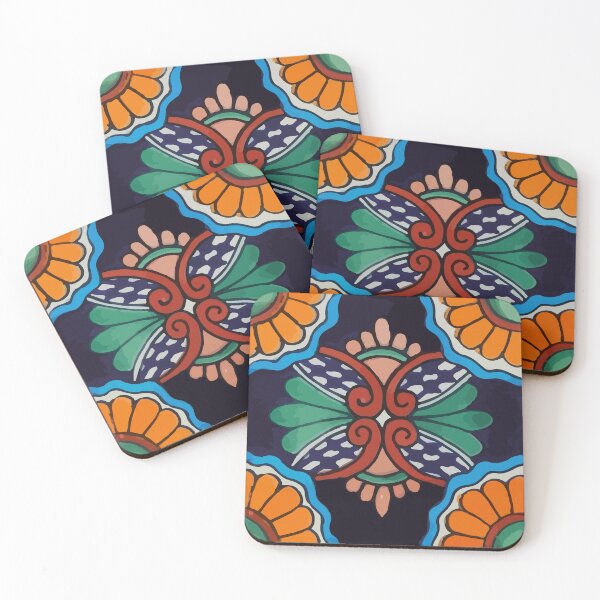 Item preview, Vintage mexican tile colorful floral boho abstract pattern designed and sold by T-Mex.