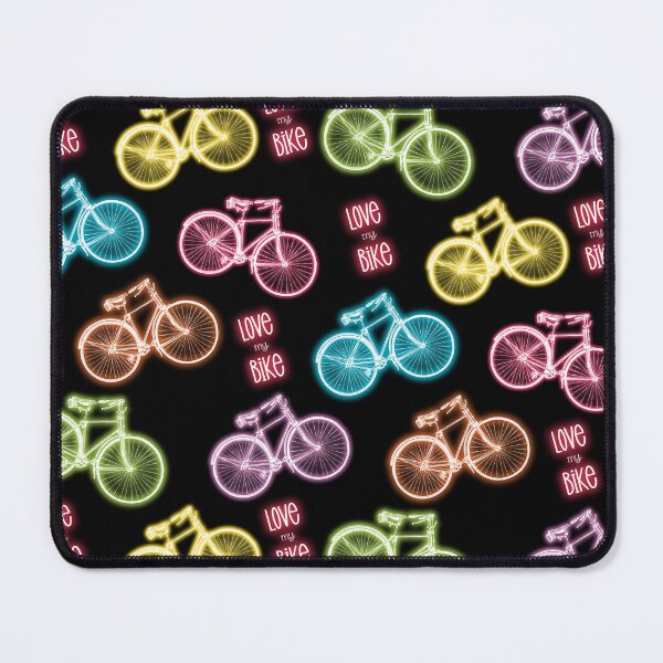Item preview, I love my bike! The dream pattern for any cyclist, neon glowing bikes. designed and sold by marina63.