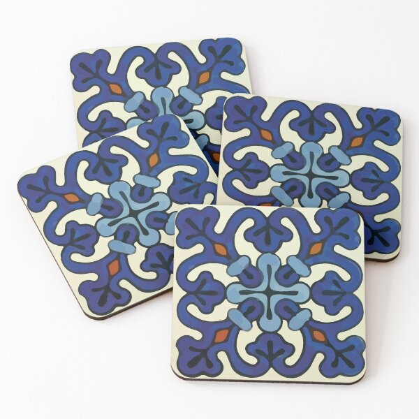 Item preview, Baroque blue ornamental abstract talavera tile modern mexican home decor designed and sold by T-Mex.