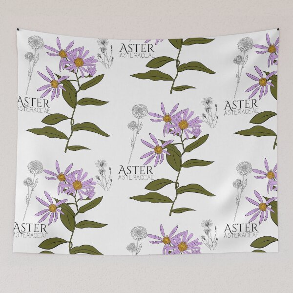 Item preview, Purple Aster Asteraceae Colorful Illustration Design designed and sold by EarthArtDesigns.