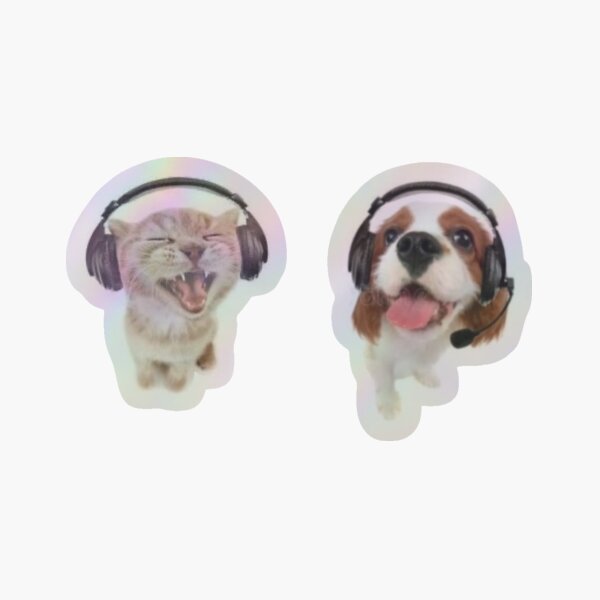 Item preview, Early Internet Cat and Dog Music Headphones Sticker Pack designed and sold by Not a front for Large Explosives...