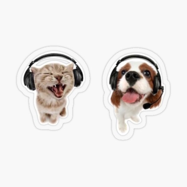 Item preview, Early Internet Cat and Dog Music Headphones Sticker Pack designed and sold by Not a front for Large Explosives...