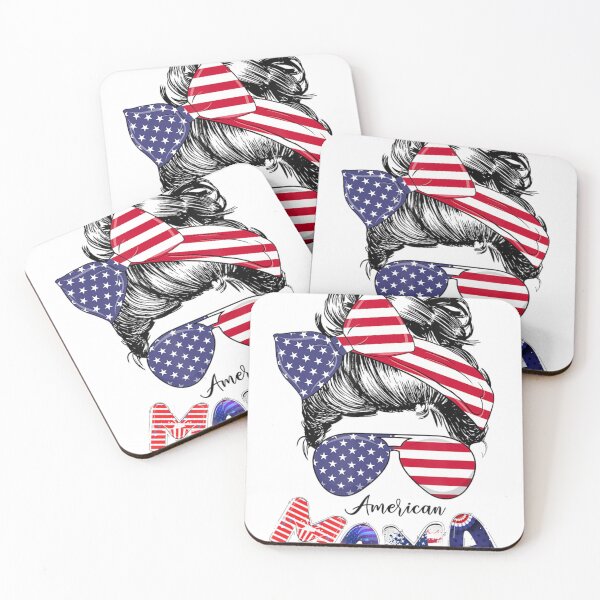 Item preview, 4Th Of July American Mama Messy Bun Mom Life Patriotic Mom designed and sold by mazzmurph.