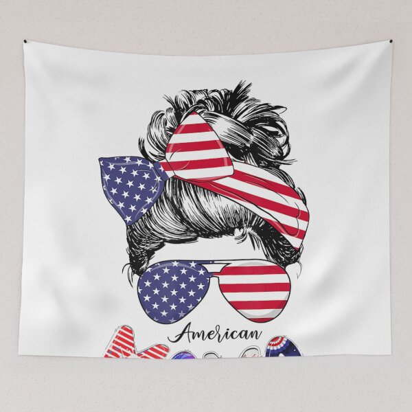 Item preview, 4Th Of July American Mama Messy Bun Mom Life Patriotic Mom designed and sold by mazzmurph.