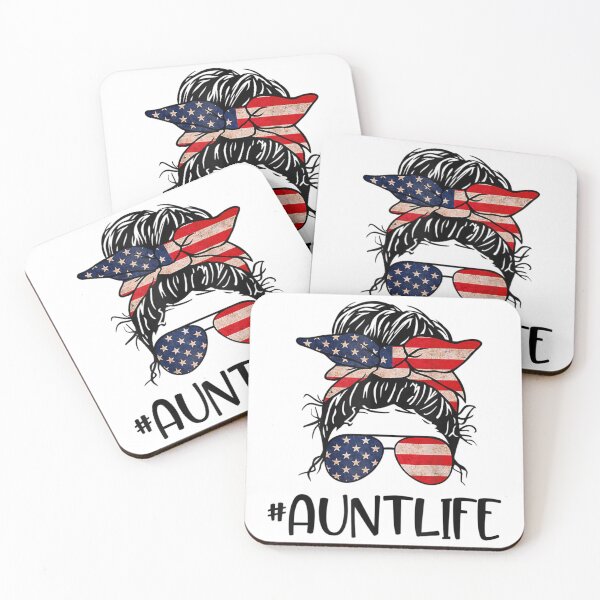 Item preview, All American Aunt Life 4Th Of July Messy Bun Usa Flag designed and sold by mazzmurph.