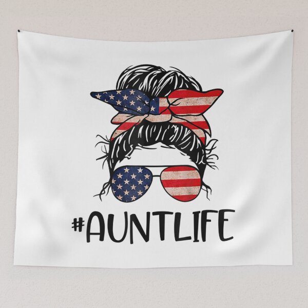 Item preview, All American Aunt Life 4Th Of July Messy Bun Usa Flag designed and sold by mazzmurph.