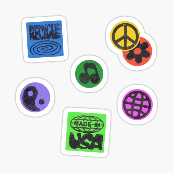 Retro Peace and Love Packaging Card-stock Sticker Pack Sticker