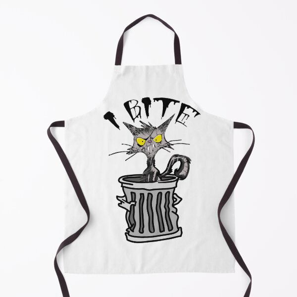 Item preview, Ugly mangy Cat in a trash can saying I bite designed and sold by Whitetailcrafts.