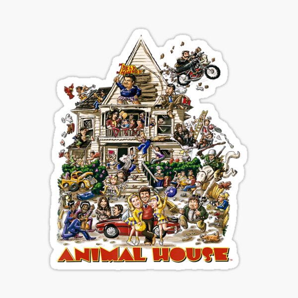 "Animal House Fraternity House Party Chaos" Sticker for Sale by