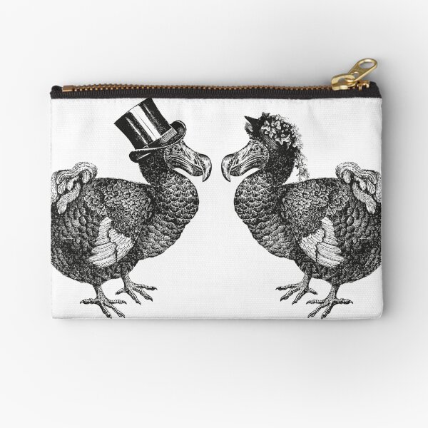 Mr and Mrs Dodo | Dodo Couple | Vintage Dodos | Black and White | Zipper Pouch