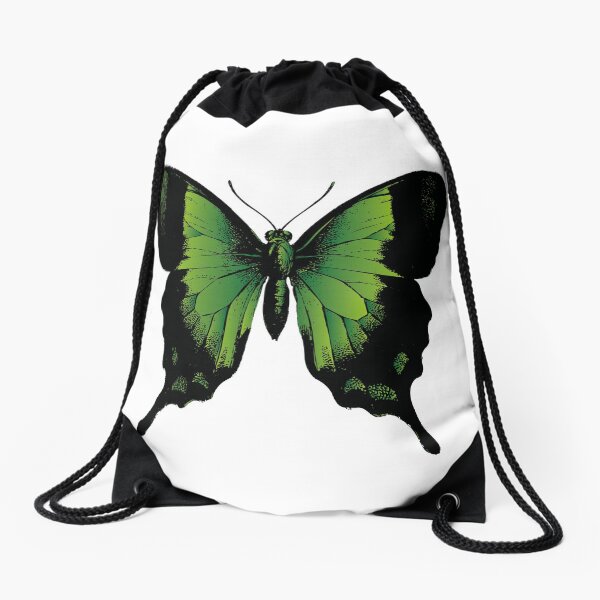 Green Butterfly | Vintage Butterfly | Green and Black | Drawstring Bag