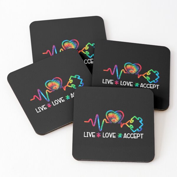 Item preview, Live Love Accept Autism Awareness Heart Beat Mom Dad Kid designed and sold by HaaChris-Artis.