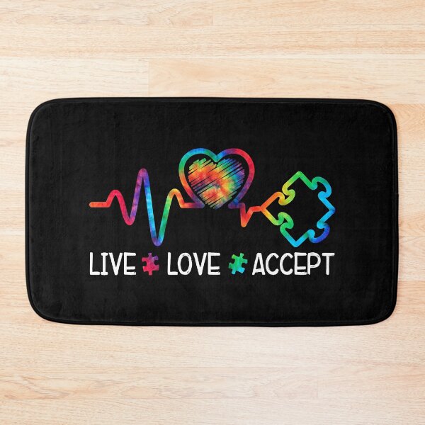 Item preview, Live Love Accept Autism Awareness Heart Beat Mom Dad Kid designed and sold by HaaChris-Artis.
