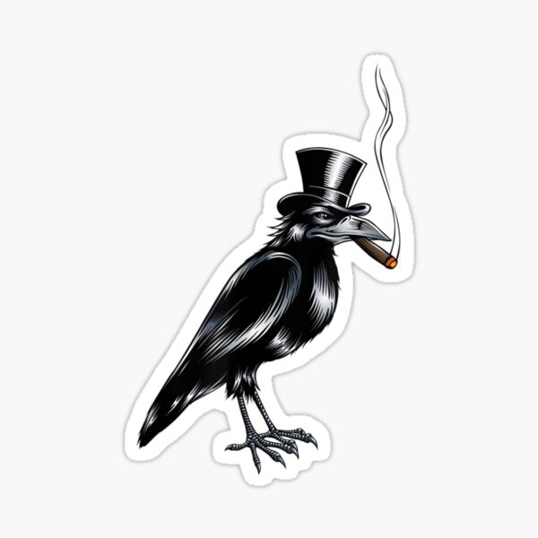 Item preview, Black Crow Top Hat Smoking Cigar Art designed and sold by wanungarai.