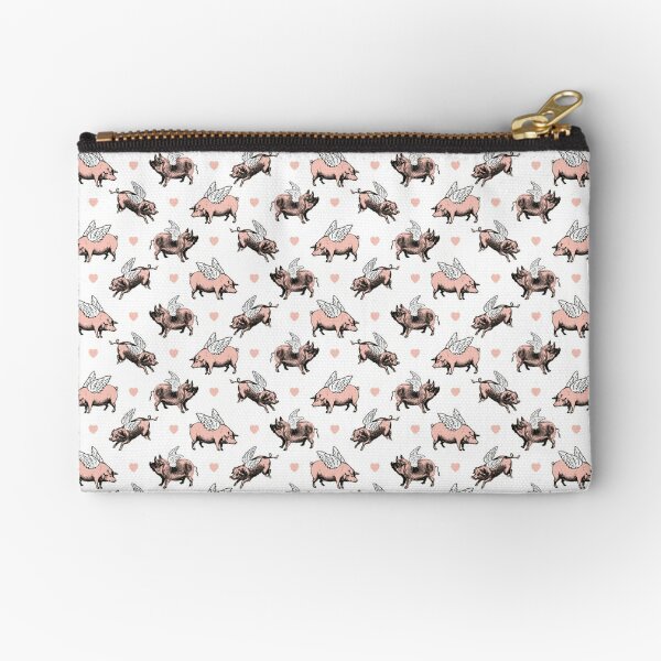 Flying Pigs Pattern | Vintage Pigs | When Pigs Fly | Pigs with Wings |  Zipper Pouch