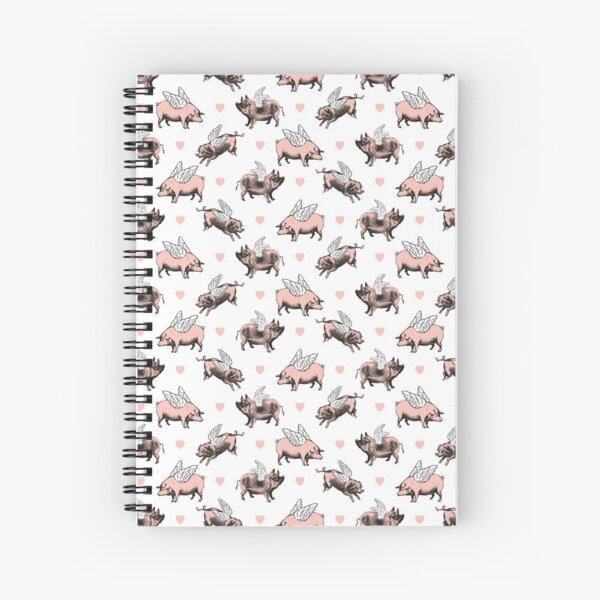 Flying Pigs Pattern | Vintage Pigs | When Pigs Fly | Pigs with Wings | Spiral Notebook