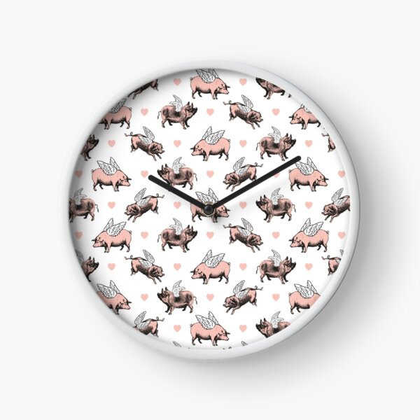 Flying Pigs Pattern | Vintage Pigs | When Pigs Fly | Pigs with Wings | Clock