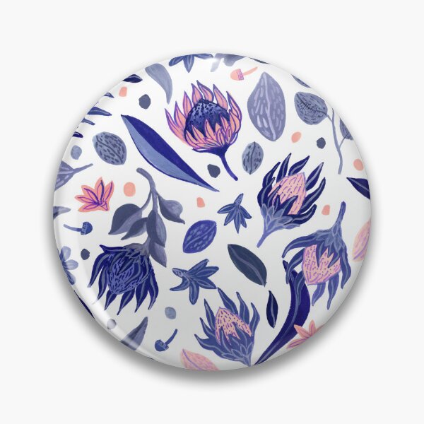 Item preview, Handpainted King Protea and Naupaka flowers / blue designed and sold by thealohastudios.