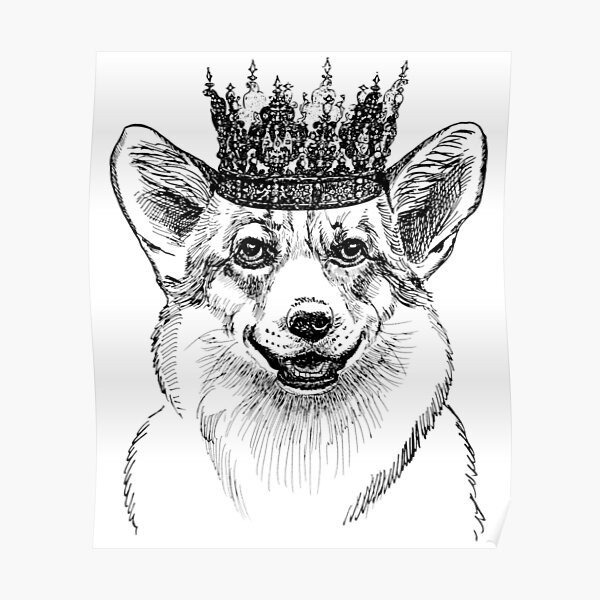 "British Dog Queen Crown Queens Platinum Jubilee Women" Poster