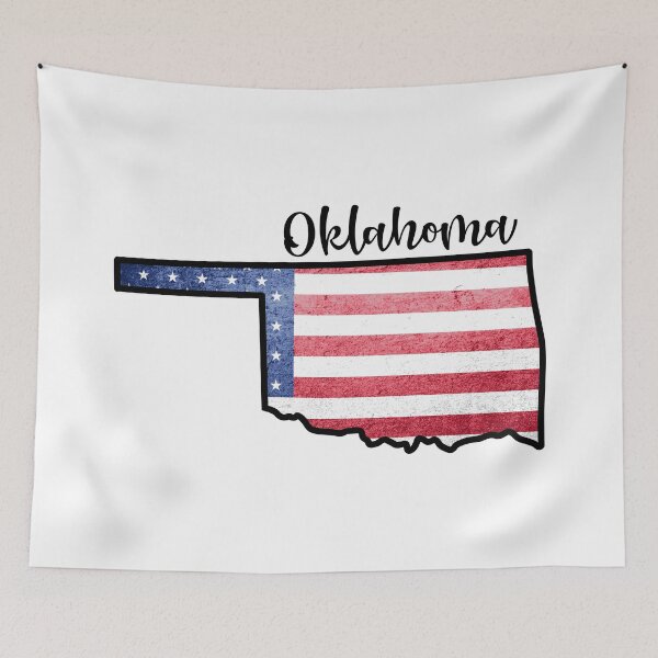 Item preview, Oklahoma State Outline with Patriotic USA American Flag designed and sold by Gsallicat.