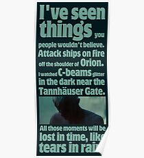 wie Tränen im Regen - Blade Runner Zitat Poster