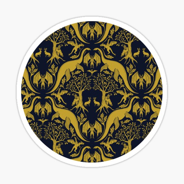 Item preview, Gold & Navy Cryptid Damask designed and sold by somecallmebeth.