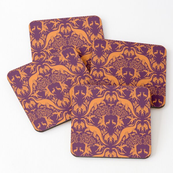 Item preview, Purple & Orange Cryptid Damask designed and sold by somecallmebeth.