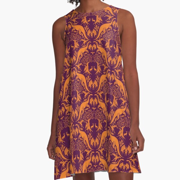 Item preview, Purple & Orange Cryptid Damask designed and sold by somecallmebeth.