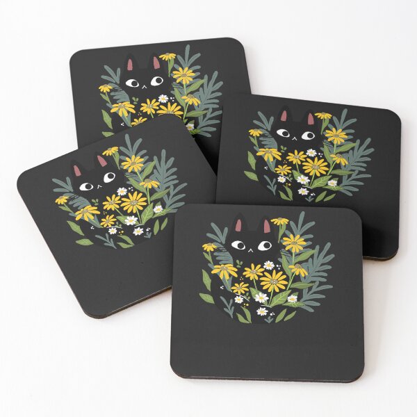 Item preview, Black cat with flowers  E designed and sold by przfaxlkdv.