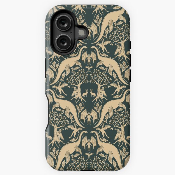 Item preview, Peach & Blue-Gray Cryptid Damask designed and sold by somecallmebeth.