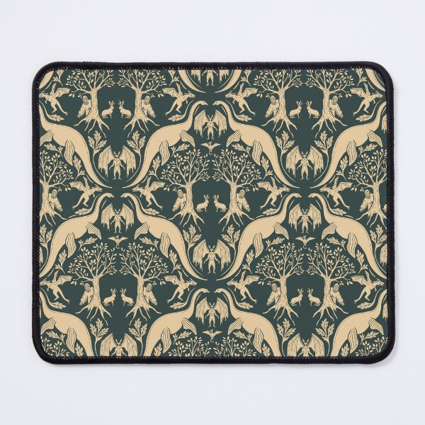 Item preview, Peach & Blue-Gray Cryptid Damask designed and sold by somecallmebeth.