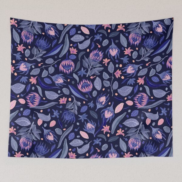Item preview, Midnight flowers - navy designed and sold by thealohastudios.