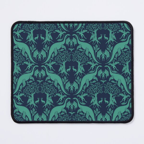 Item preview, Teal & Blue Cryptid Damask designed and sold by somecallmebeth.