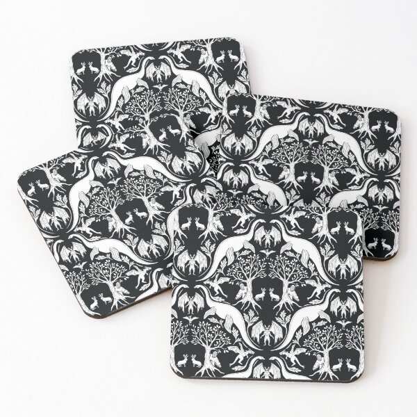 Item preview, Black & White Cryptid Damask designed and sold by somecallmebeth.