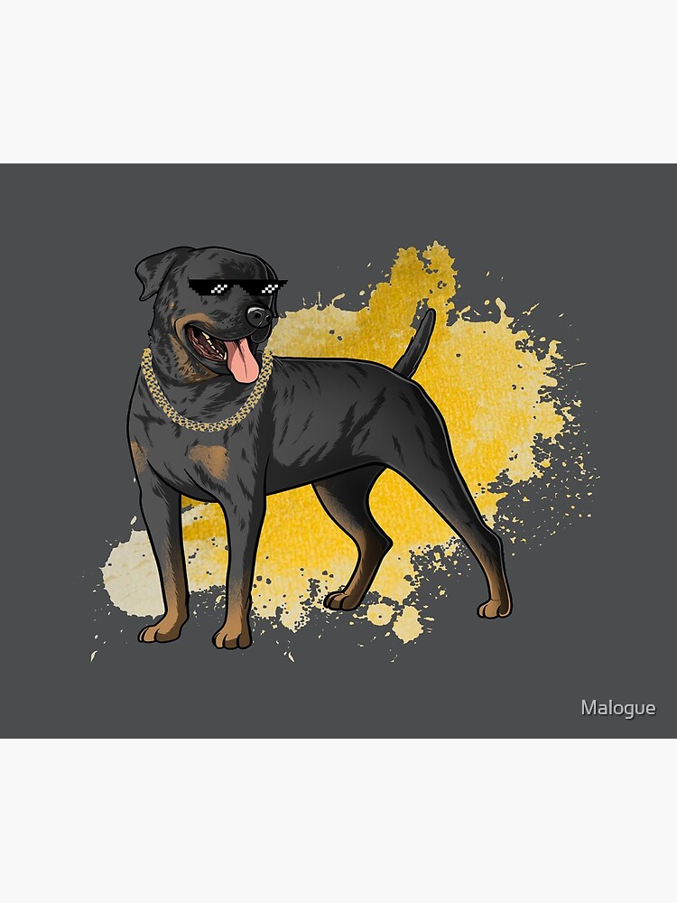 cool dog, rapper dog, Rottweiler dog illustration with funny