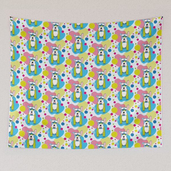 Item preview, Schnauzer Dog One Ear Up No1 - Green - Blue - Pink designed and sold by SterreStudio.