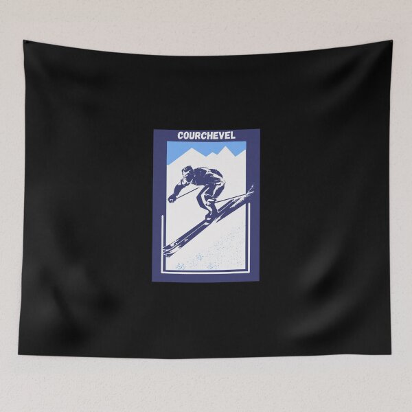 Item preview, Vintage Blue Geometric Ski Poster For Mountain Alpine Skier With The Name Of The French Ski Re designed and sold by donnielnah.