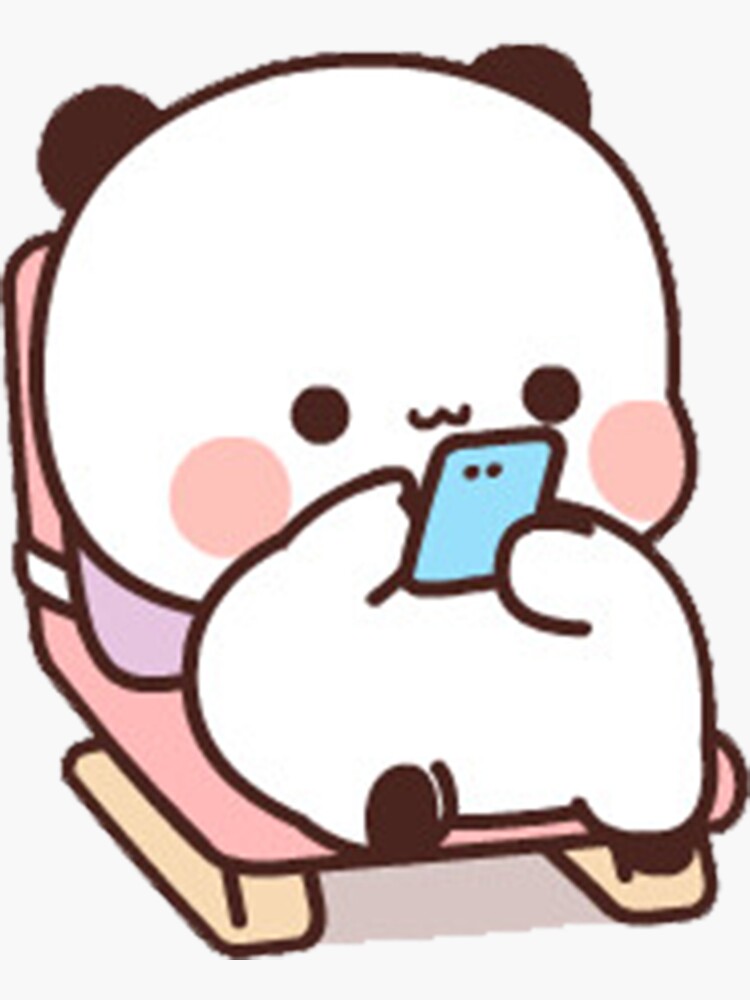 Cute Lying Bubu Is Playing Smartphone | Sticker