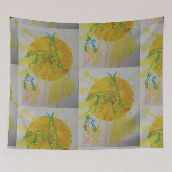 Item preview, Boxing hare evening sun screen print designed and sold by ChloeBirnie.