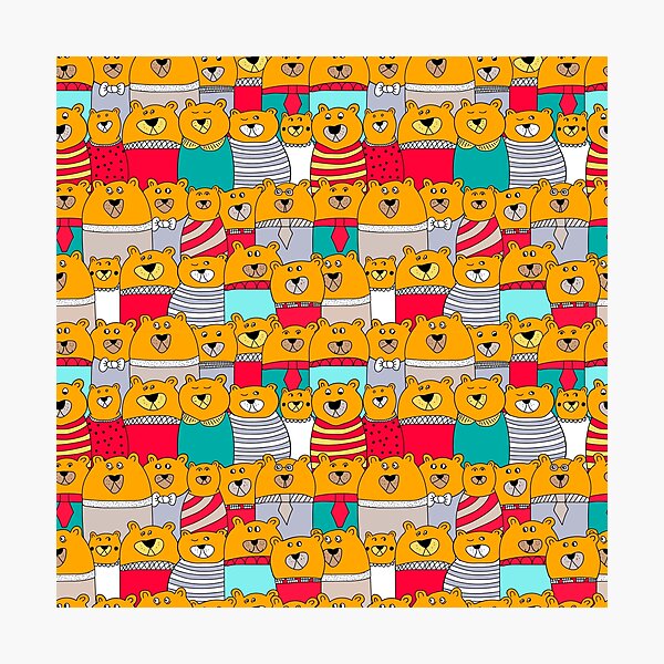 Funny yellow teddy bears Photographic Print