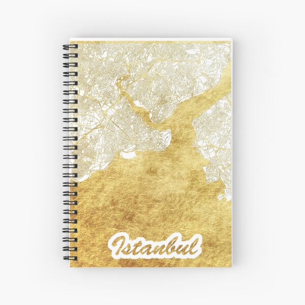 Istanbul Map Gold Spiral Notebook