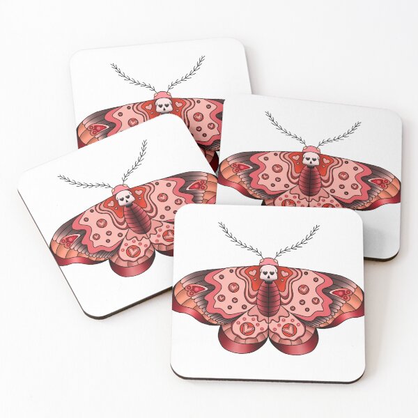 Item preview, American Traditional Pink and Red Moth designed and sold by aspenmarie7.